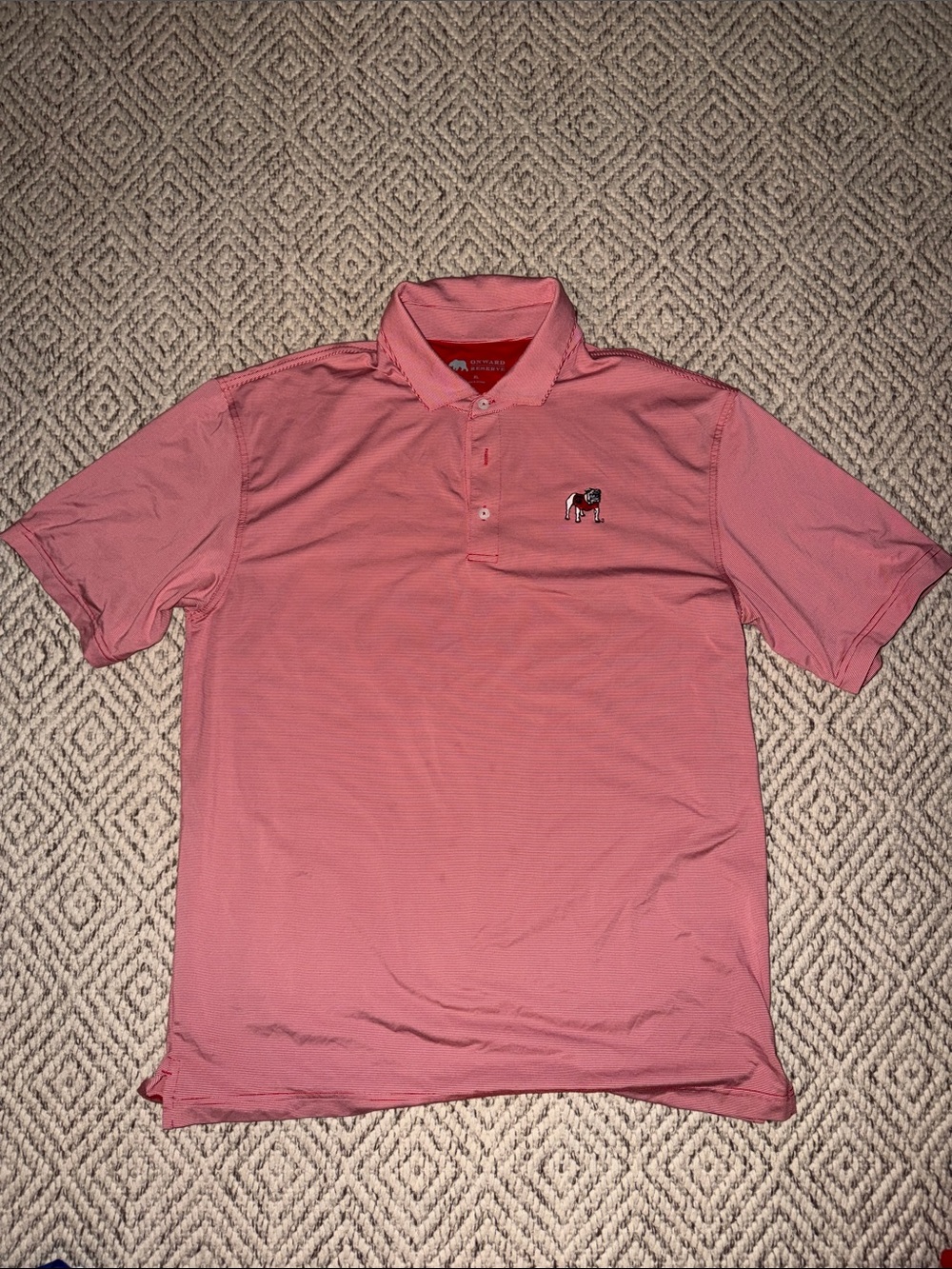 Men's Coral Polo Shirt with Elephant Embroidery